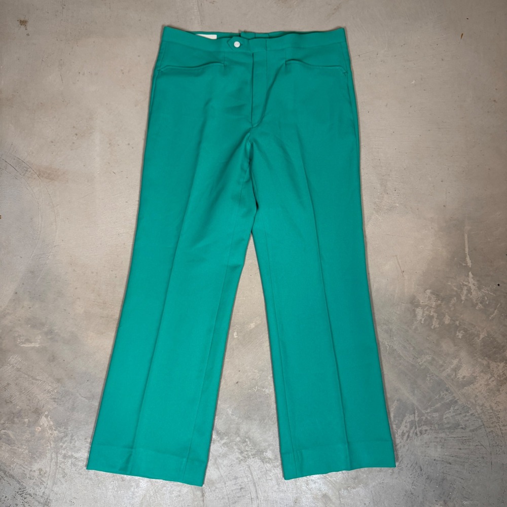 Vintage 70s Mark Scot Jaymar Sansabelt turqouise Trousers 36x28 disco hippie